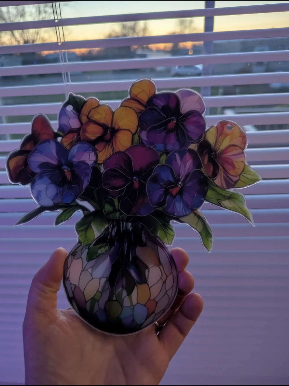 Pansy Bouquet Acrylic Stained Glass Suncatcher